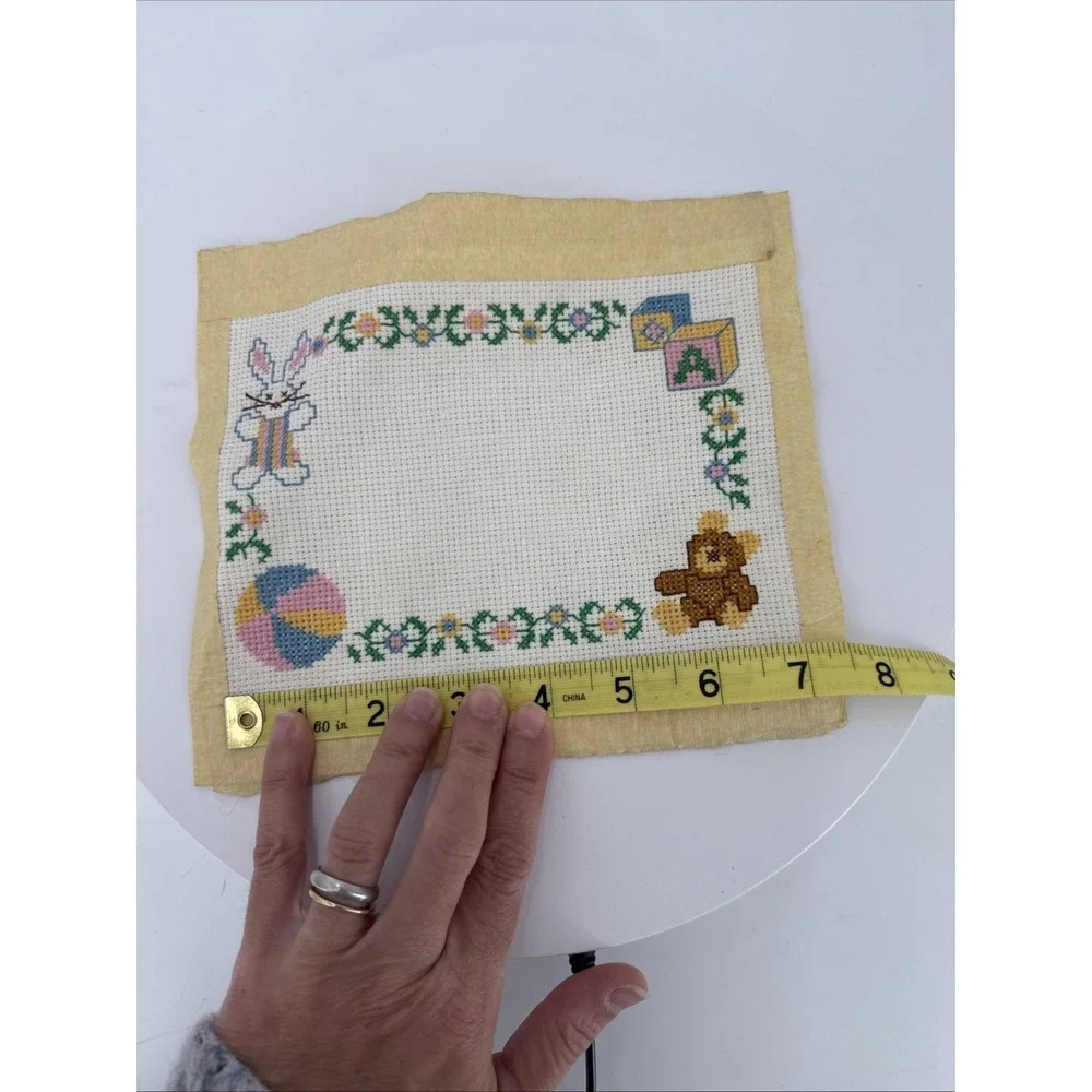 Handmade Baby Theme Cross‎ Stitch Ready With Blank Area for Baby Info
